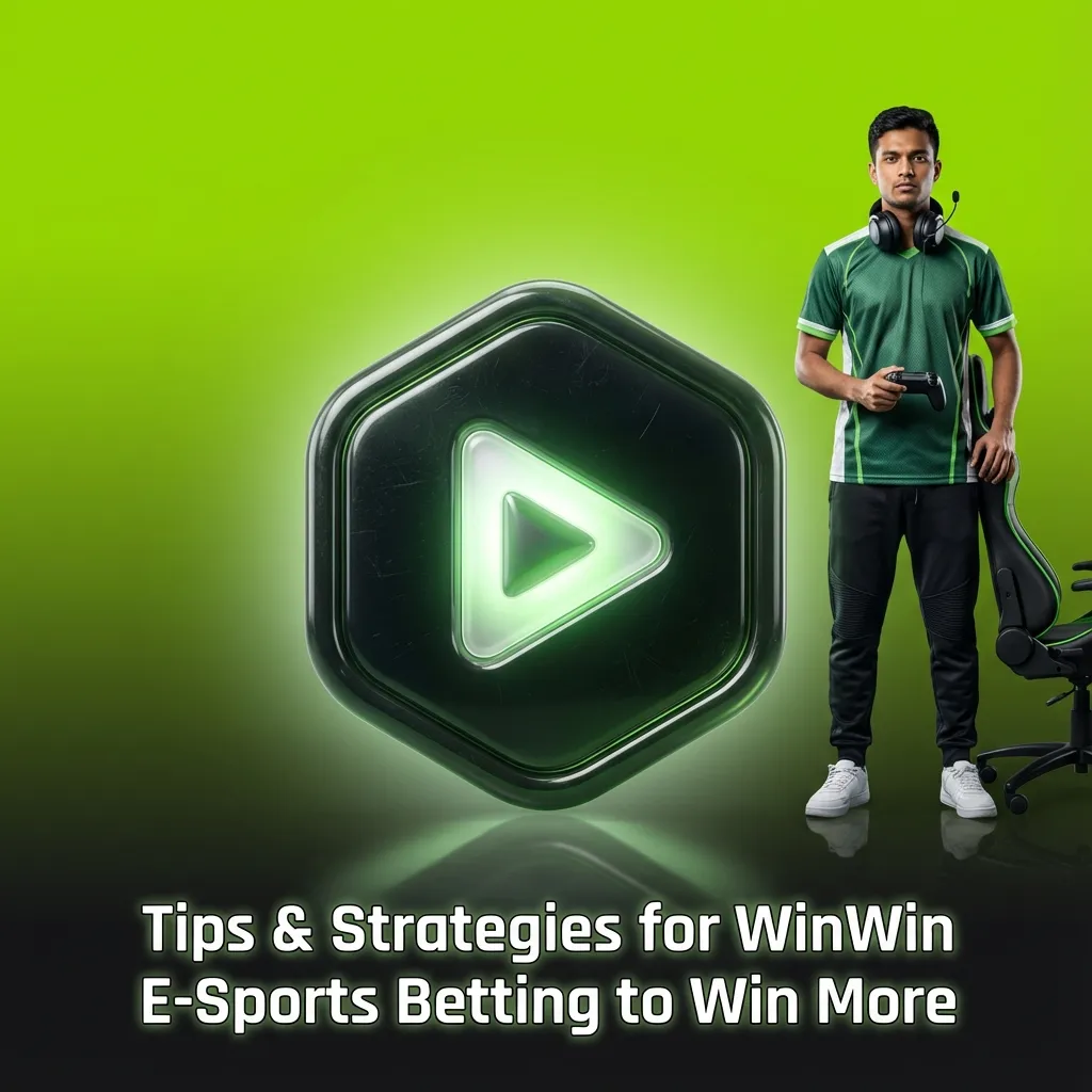 Graphic titled “Tips & Strategies for WinWin E-Sports Betting” with icons and bullet points on smart, disciplined wagering