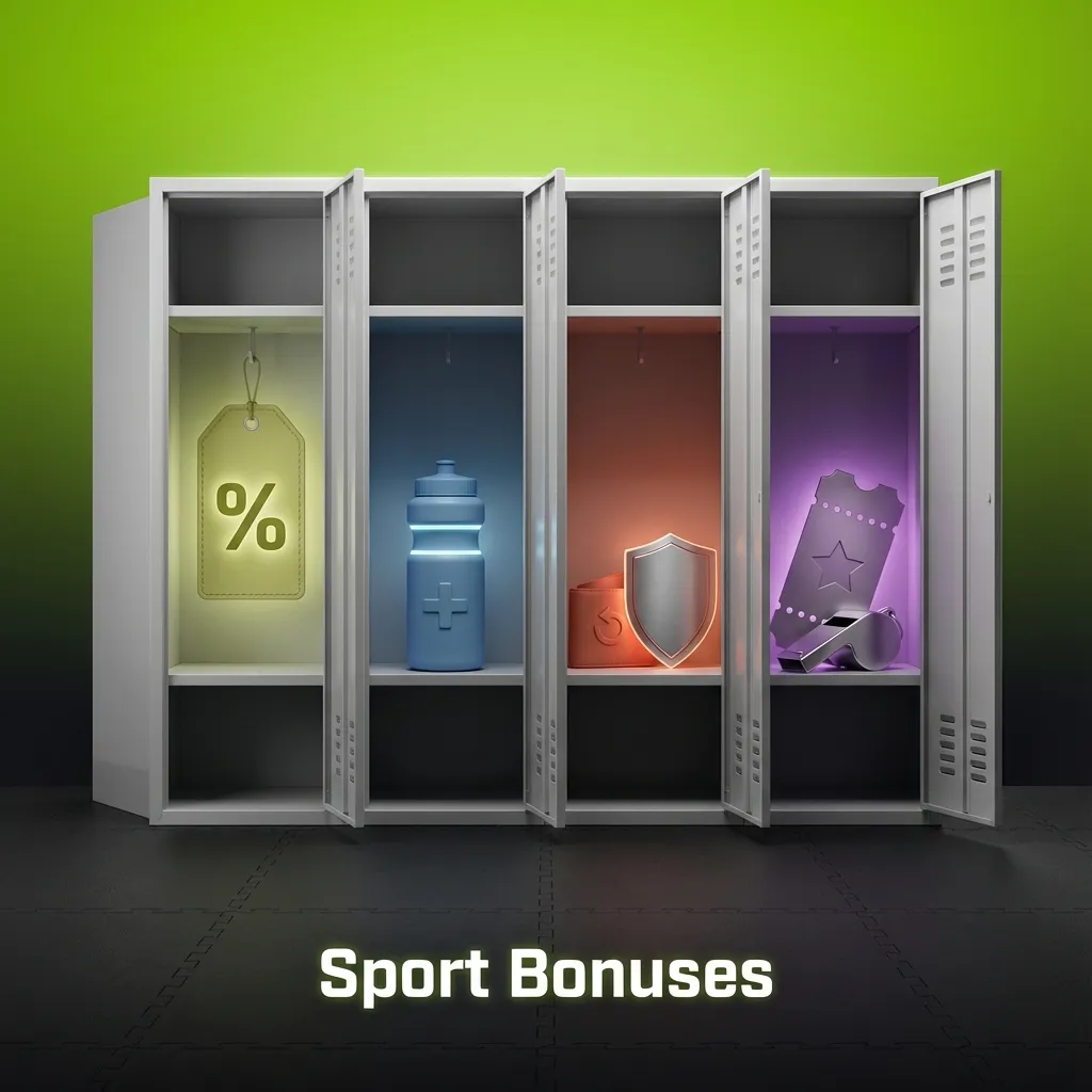 Sport bonuses banner showing welcome free bet, accumulator odds boost, esports risk‑free bet, and weekly cashback offers