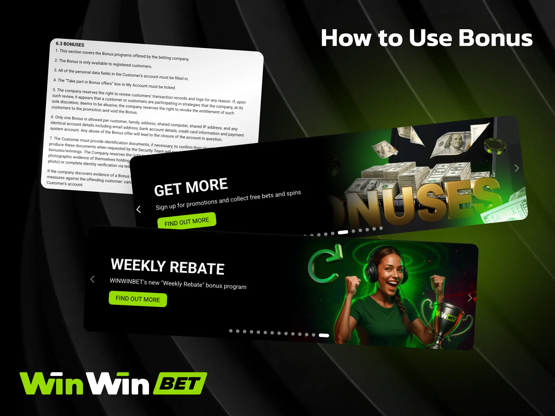 Step by step guide on how to use bonus funds on WinWin for sports and casino.