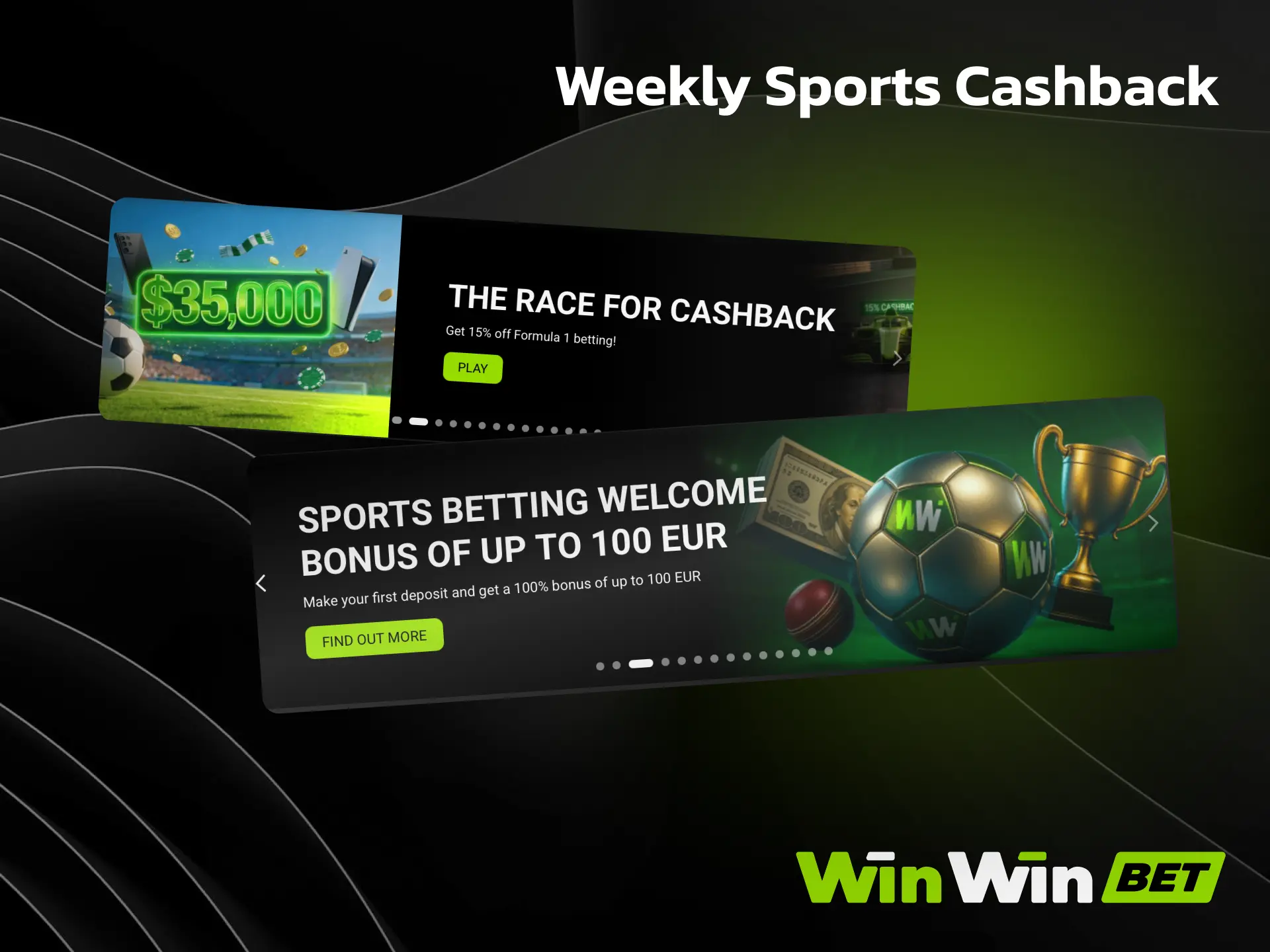 Weekly sports cashback on WinWin with a percentage returned on net sports losses.