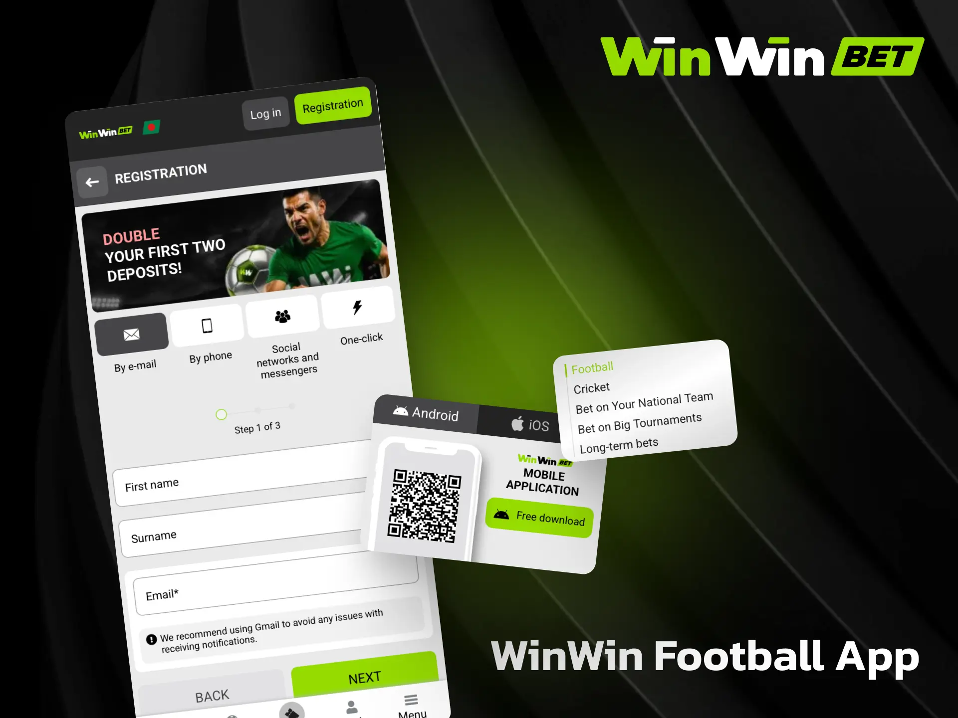 WinWin football app for Android and iOS to bet on matches from your mobile.