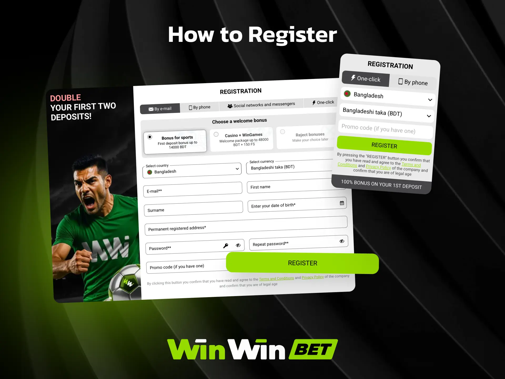 Step by step guide to register on WinWin and create your new betting account.